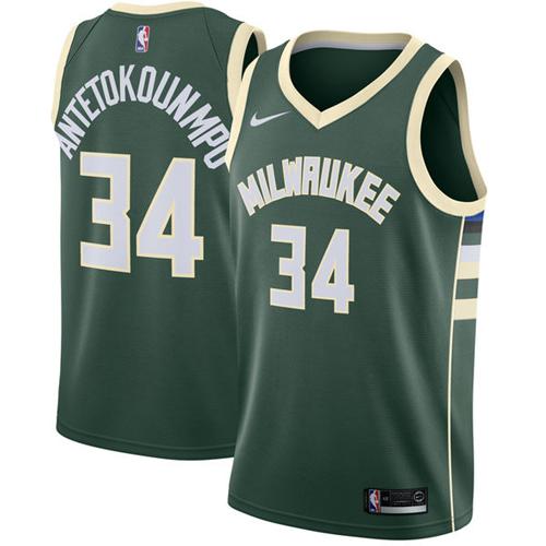 Men Nike Milwaukee Bucks 34 Giannis Antetokounmpo Green NBA Swingman Icon Edition Jersey